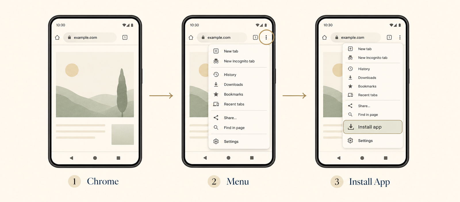 Chrome, Menu, Install App