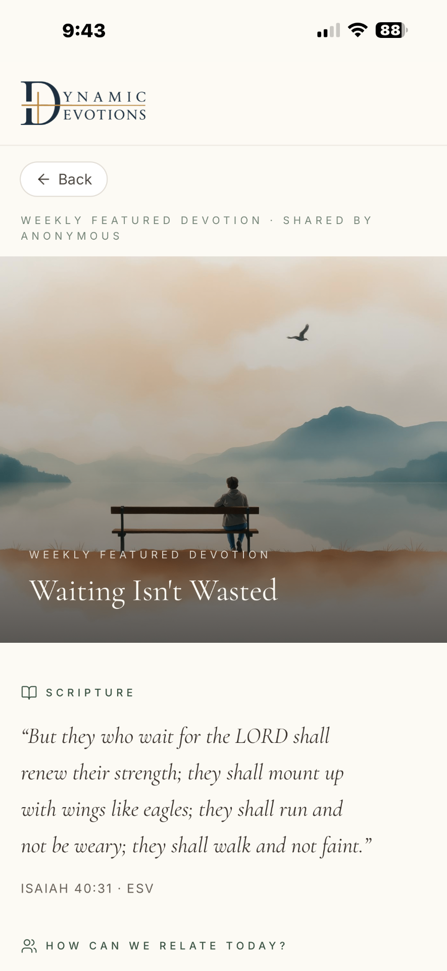 Reading a Dynamic Devotion in the app